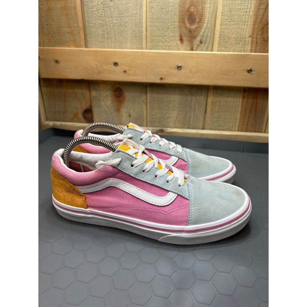 Vans Juniors EU 38 US 6.0 Old Skool Sneakers Suede/Canvas Pink/Gray/Yellow